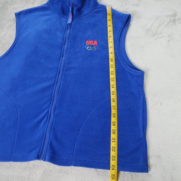 Team USA USOC Royal Blue Fleece Vest Men's Large Full Zip Embroidered Outdoor - Picture 11 of 12